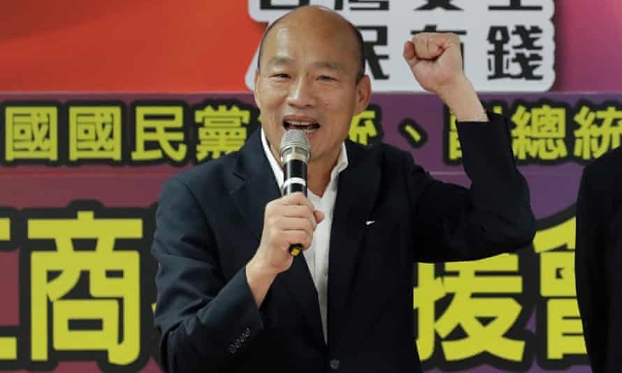 Taiwan’s KMT presidential candidate Han Kuo-yu speaks during a campaign event in Taipei